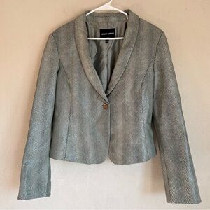 Giorgio Armani Women’s Lambskin Blazer Sz 48 Green Textured Jacket Silk Lining